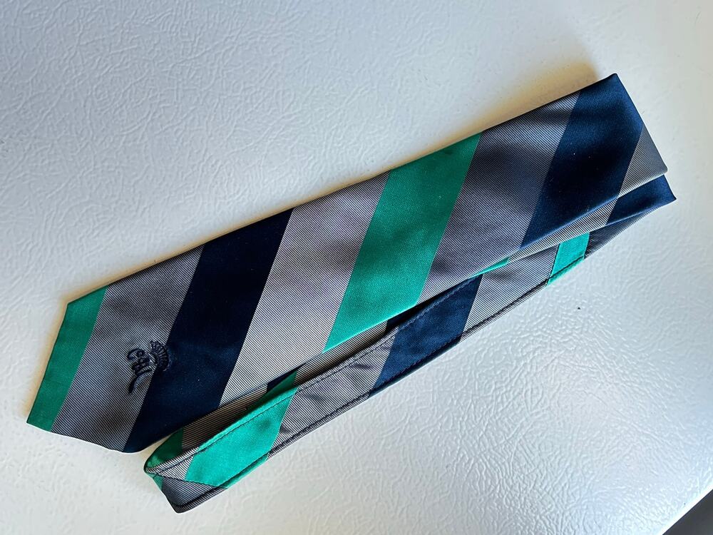 Vintage 60s era Countess Mara Striped Silk Tie Blue